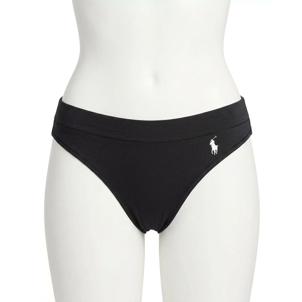 NEW POLO RALPH LAUREN club cotton thong panty in onyx